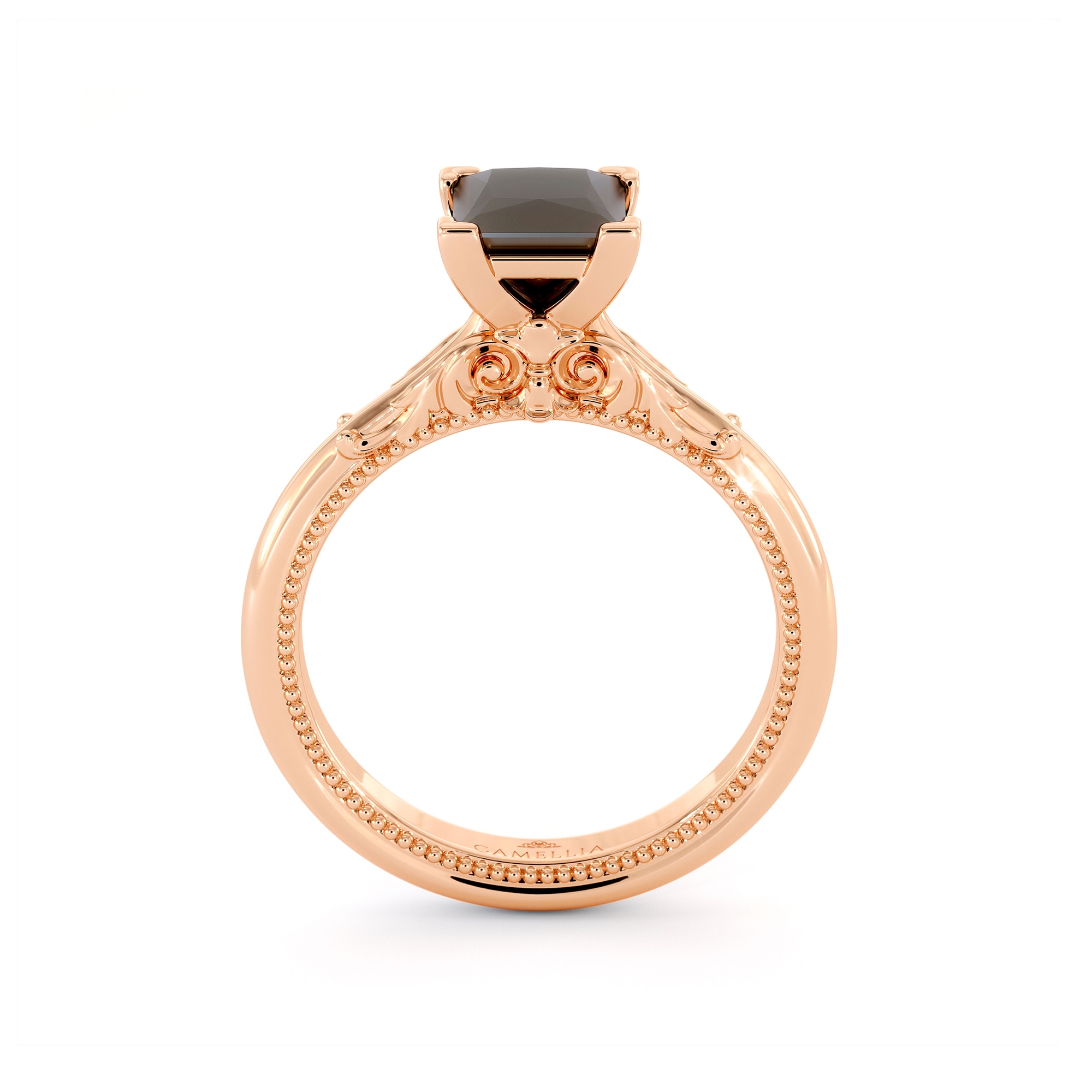 Black Diamond Victorian Engagement Ring Princess Cut Diamond Engagement Ring 14K Rose Gold Victorian Ring